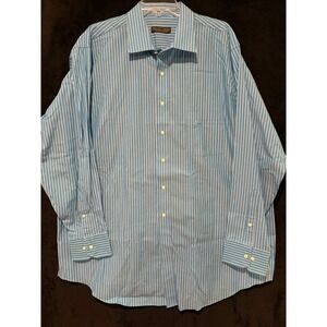 Donald J Trump Striped Dress Shirt Long Sleeve Button Up Blue White #45‎ #47
